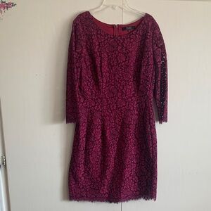 Alex Marie Burgundy Lace Long Sleeve Dress